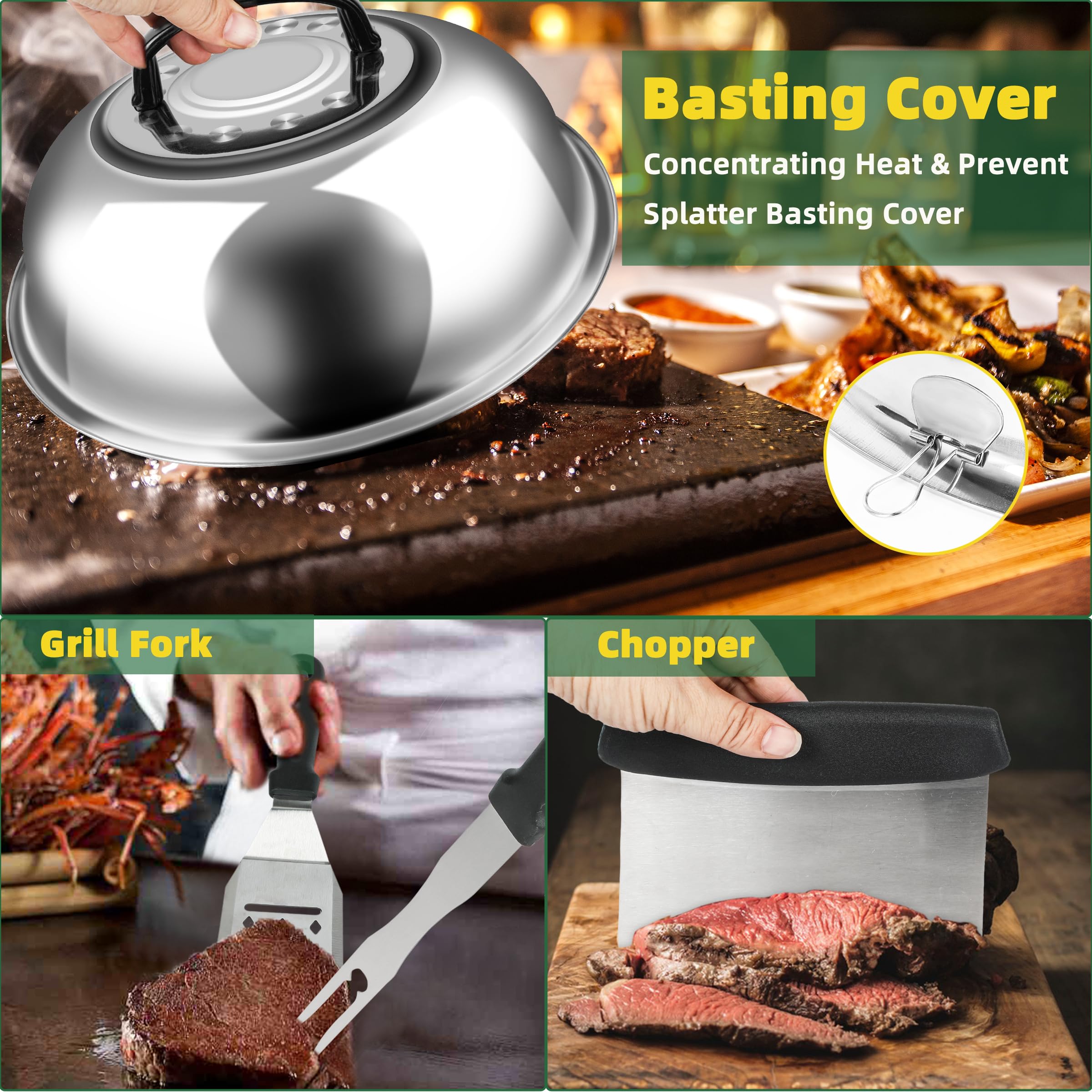 30Pcs Griddle Accessories Kit, Flat Top Grill Accessories Set For Blackstone And Camp Chef, Grill Spatula Set With Melting Dome,